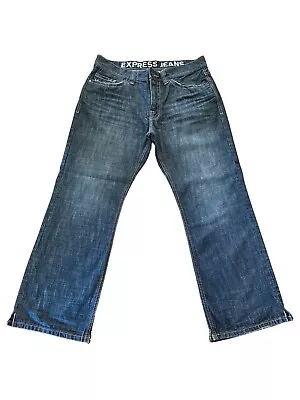 Express Men’s Jeans Loose Low Rise Bootcut Blake Jeans Size 33x30 Bottom Cut • $15.96