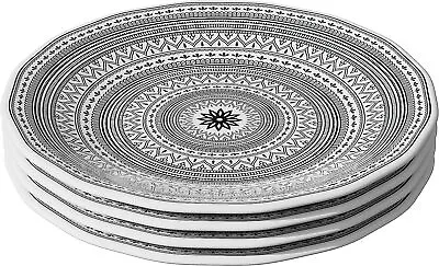 American Atelier Melamine Plates Set Of 4 9-Inch - Moroccan Black/White Design • $18.99
