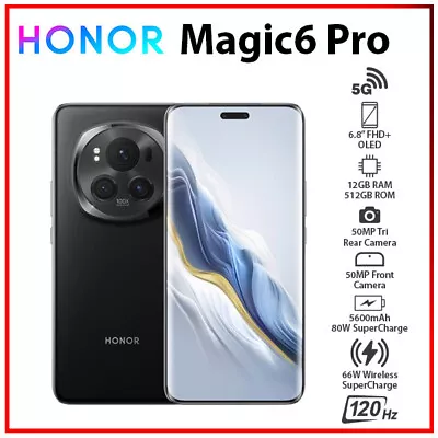 (Unlocked) HONOR Magic6 Pro 5G 12GB+512GB BLACK Dual SIM Android Cell Phone • $1170