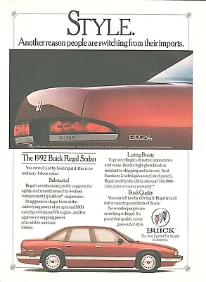BUICK REGAL Vintage Magazine Print Ad From Entertainment Weekly 1992 Car Auto • $5.99