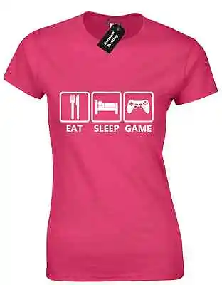 Eat Sleep Game Ladies T Shirt Arcade  Nes Team Wasd Man Present New • £7.99