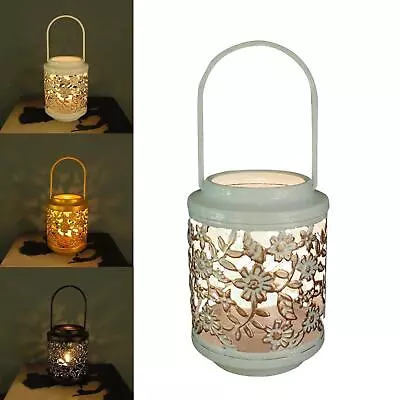 Holder Decorations Iron Lantern Candleholder Wall Hanging Tealight Candlestick • £8.35