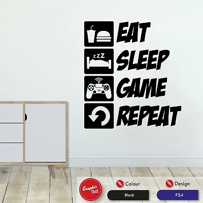 £6.49 • Buy Eat Sleep Repeat Wall Art Sticker PS4 XBOX Gaming Gamer Boys Girls Bedroom Decal
