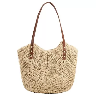 Shoulder Bag Weave Straw Bag Hollow Out Beach Bag Casual Raffia Bag  Summer • £13.19