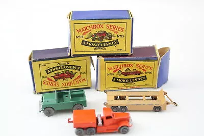 Moko Lesney Matchbox Series No 12 Land Rover No 15 Prime Mover 16 Trailer • $1.23