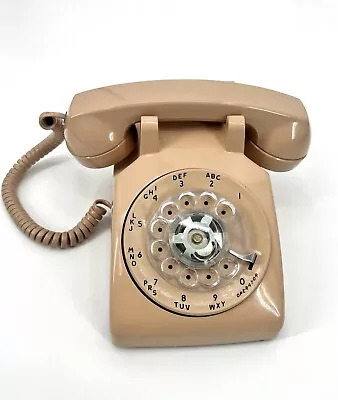 Vintage Rotary Desk Telephone Lippincott Industries 1982 ITT Tan Peach Color 80s • $22