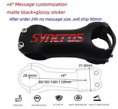 Syncros Bike Carbon Stem Multicolour Mtb Bike Bicycle Stem Road Stem ±6 ° 80/90/ • $22.90
