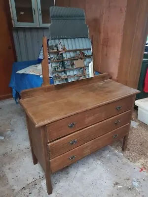 Vintage Wood Dresser Drawers With Mirror • $95