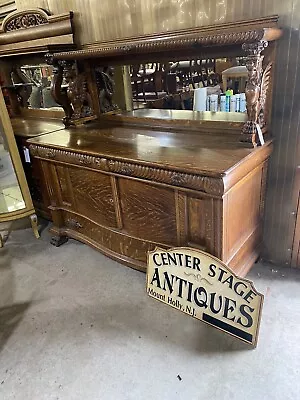 00001 Antique Victorian Oak Gryphon Buffet Sideboard Server • $1975