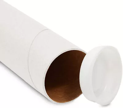 White Mailing Tubes With Caps 3 D X 24 L Usable Length (24 Pack) | Tubeequeen™ • $48.59