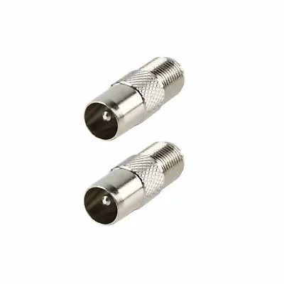 2 X F Type Plug Female Screw Connector Socket To RF Coax Aerial Male Adapter • £3.20
