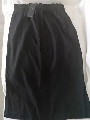 Ladies M&S Black Linen Maxi Skirt Size 10 • £15