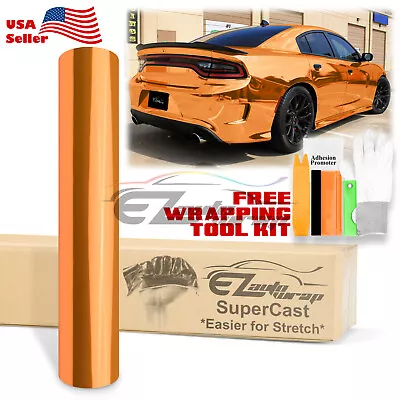 Supercast Chrome Orange Car Vinyl Wrap Decal Sticker Bubble Free Sheet Film DIY • $4.99