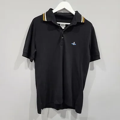 Vivienne Westwood Polo Shirt Mens Large Black Cotton Short Sleeve Button • £29.99