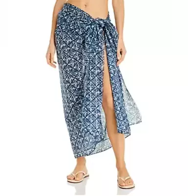 Echo Block Print Wrap Pareo Swim Cover-Up Blue One Size 2597 • $18