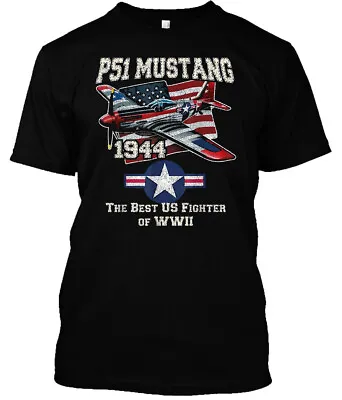 NWT P51 Mustang Ww2 Warbird Plane American Flag Military T-Shirt • $17.85