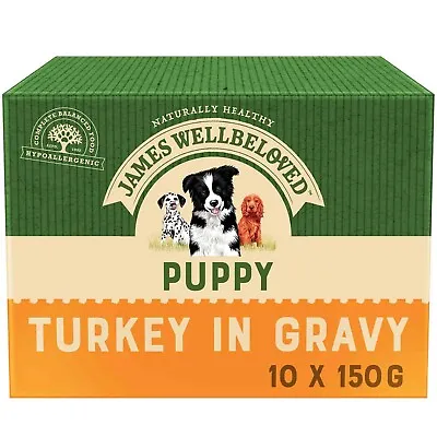 James Wellbeloved Puppy Wet Dog Food In Gravy - Turkey & Rice - 10x150g Pouch • £23.49