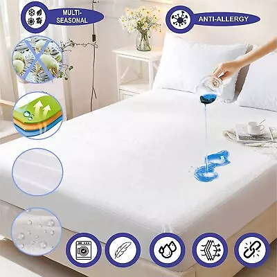 Extra Deep Terry Waterproof Matress Mattress Protector Fitted Bed Cover • £7.47