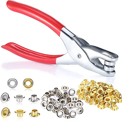 1/4 Inch Grommet Eyelet Plier Set Eyelet Hole Punch Pliers Kit With 300 Metal E • $15.24