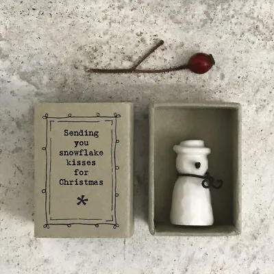 East Of India White Porcelain SNOWMAN In CHRISTMAS Vintage Style Matchbox 2020 • £5.99