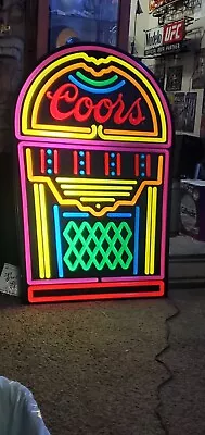Coors Banquet Beer Bar Neon Lighted Sign Large Jukebox Rare Vintage 48x32 Pub • $265