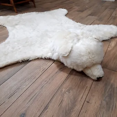 Ditz Designs Polar Bear Rug Blanket Faux Fur Bearskin Hug Plush Cream Off White • $233