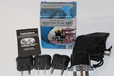 International Adaptor Plug Set 4 Plugs Plus Carrying Pouch P4B Voltage Valet • $7.99