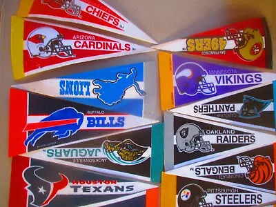 LOT Of 32 NFL Football 4 X9  Mini Pennants Lot Set Vtg Sports Decor Bar Mancave • $60