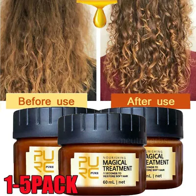 5/3pcs Keratin Protein Collagen Hair Mask For Dry Damaged Hair Repair Treatment • £17.95