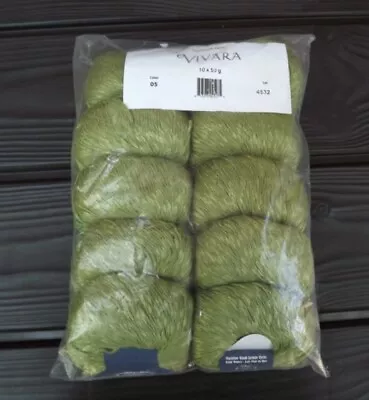 Plymouth Yarn Vivara New Sealed Bag Of 10 Col. 05 Green Linen/rayon Mix • $59