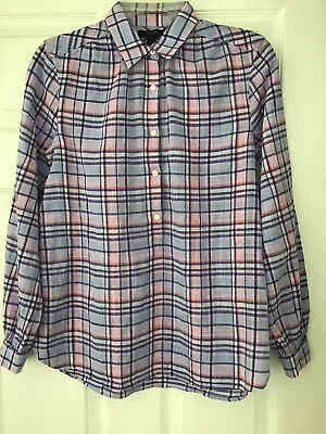 J. Crew Women’s Blue/Lavender Madras Plaid Cotton Tunic Top Size 0 • $22