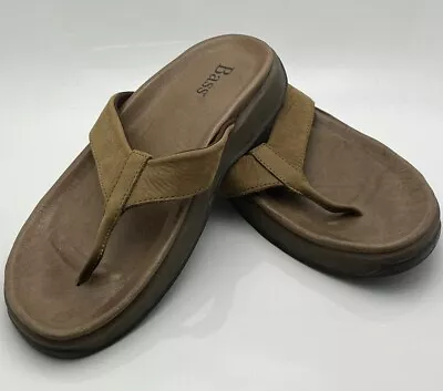 GH BASS Men’s Melvin Tan Brown Leather Flip Flops Beach Pool Sandals Size 10M • $18.95