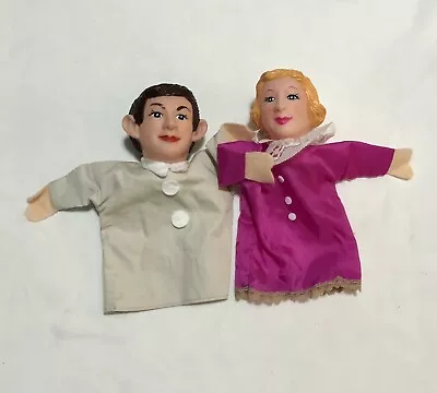 Mr. Punch & Judy Style Hand Puppets Couple (No Baby) Pretend Play Vintage EUC • $9.99