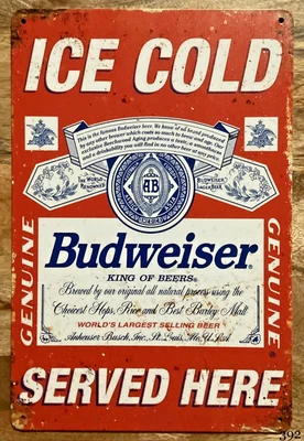£6.95 • Buy Budweiser Beer Advert Vintage Retro Style Metal Sign, Bar, Man Cave, Pub