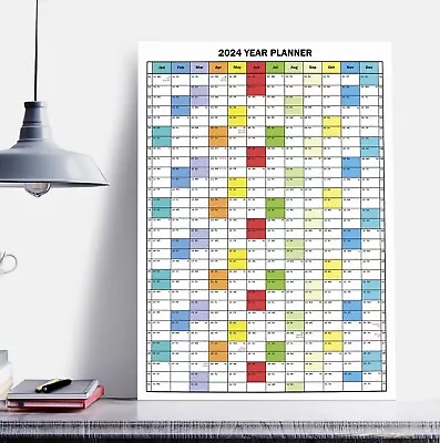 £13.99 • Buy 2024 Wall Calendar Home Office Full Year Wall Planner - A5 A4 A3 A2 A1 A0