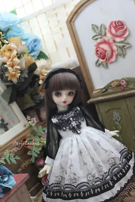 Lolita Gothic Rabbit Dress+Headwear White Outfit For BlytheOB24 1/6 1/4 BJD Doll • $30.33