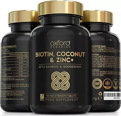 Hair Loss Treatment Biotin Coconut & Zinc Tablets For Men & Women Hair Re Growth • £15.99