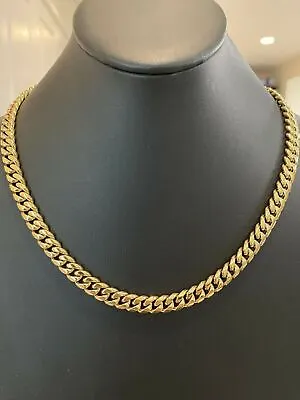 Real Miami Cuban Link Chain 14k Gold Plated Stainless Mens Necklace Choker 8mm • $35.36