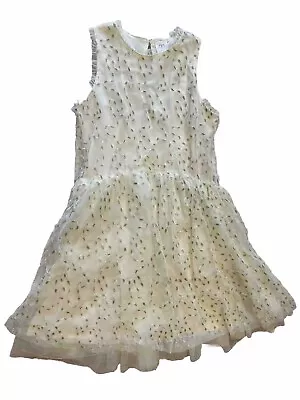 Zara Girl’s Dress Knee Length Sleeveless Gold Theard Mesh Button Closure Sz13/14 • $16.99