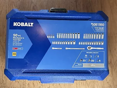Kobalt 50PC SAE & Metric Polished Chrome Mechanics Tool Set W/Case. BRAND NEW • $39.99