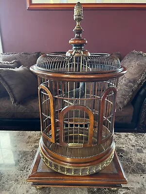 Vintage Decorative Wood & Brass Domed Bird Cage • $700