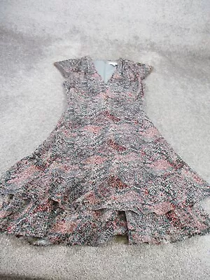 Reiss A-Line Dress Womens 2 Gray Floral Mini Sleeve • $20.99