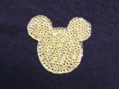 Disney Mickey Mouse Head Crystal Yellow Applique Iron On Hot Fix Patch • $5.99