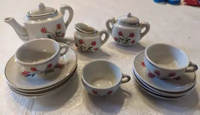 Vintage Child's Porcelain 16 Piece Tea Set  Circa 1950s • $35