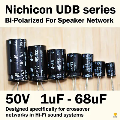 Nichicon UDB Bi-Polarized 1uF-68uF For Speaker Network Audio Bipolar Capacitors • £2.99