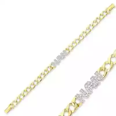 9ct Yellow Gold Cubic Zirconia Nan Curb Bracelet • £528.95