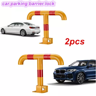 Folding Parking Barrier Driveway Garage Car Park Bollard Security Post Lock • £60.86