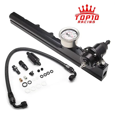 👍High Flow Fuel Rail W/ Regulator Gauge & AN6 Hose B16 B18 B20 Si B-Series👍 • $58.69