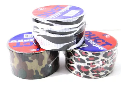 3 Rolls Pattern Duct Tape 1 Each Of Zebra Camo And Leopard Styles Made In USA • $14.99