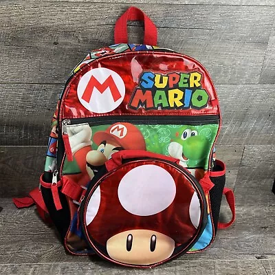 SUPER MARIO BROS 16  Backpack Set Insulated Lunch Box PreOwned Good Condition • $11.99